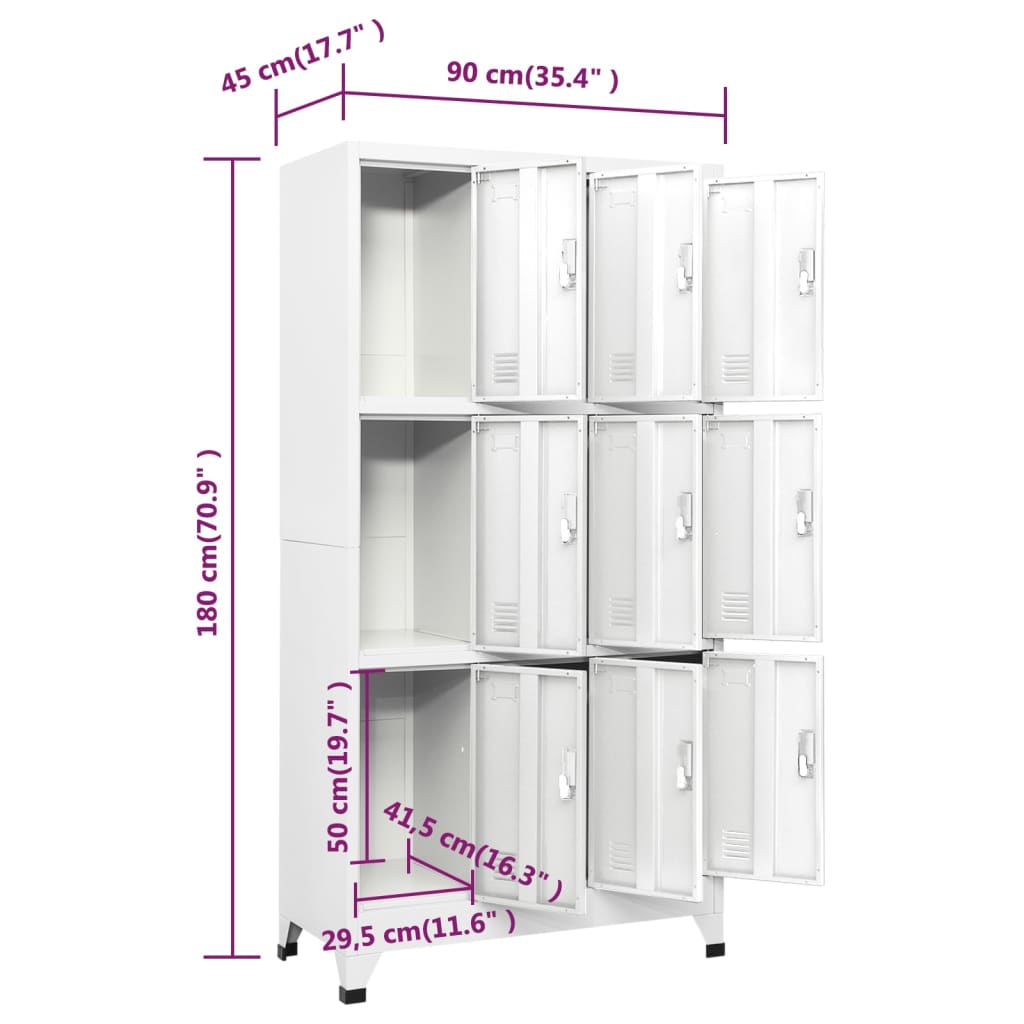 lukustatav hoiukapp 9 sektsiooniga, teras 90x45x180 cm, hall