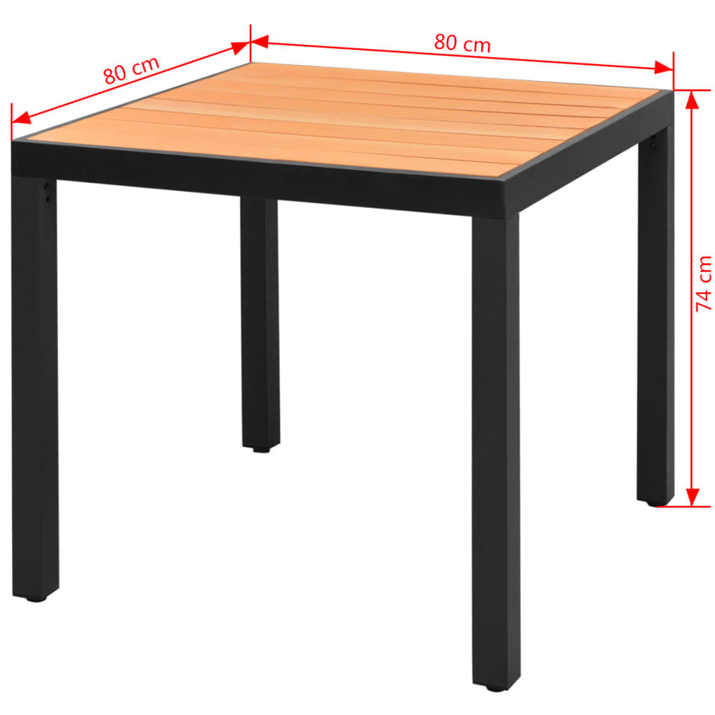 Садовый стол, коричневый, 80 x 80 x 74 см, ДПК и алюминий