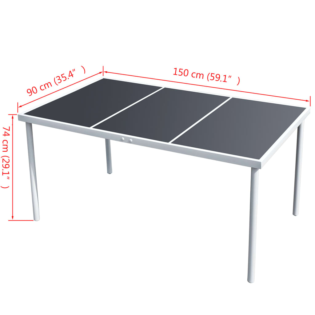 садовый стол 150 x 90 x 74 см черный, сталь