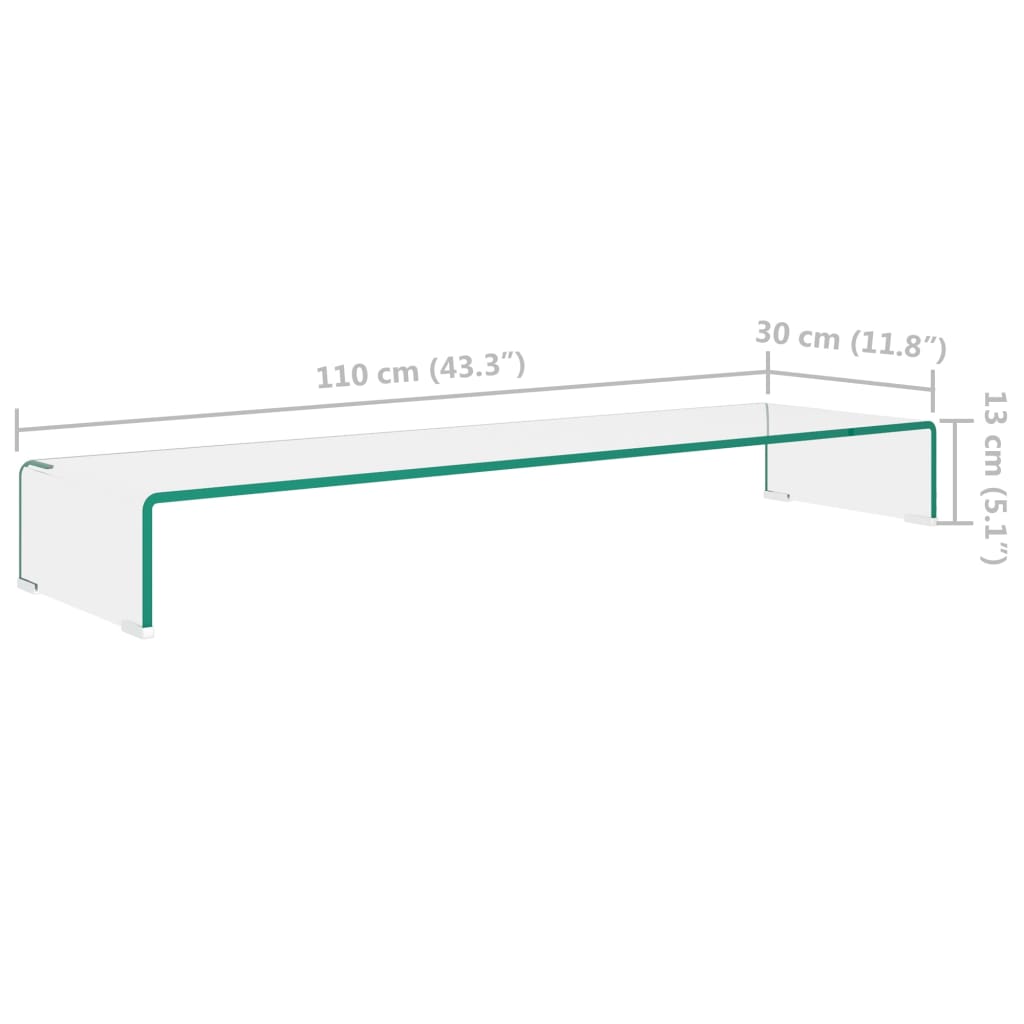 telerialus klaasist 110 x 30 x 13 cm läbipaistev