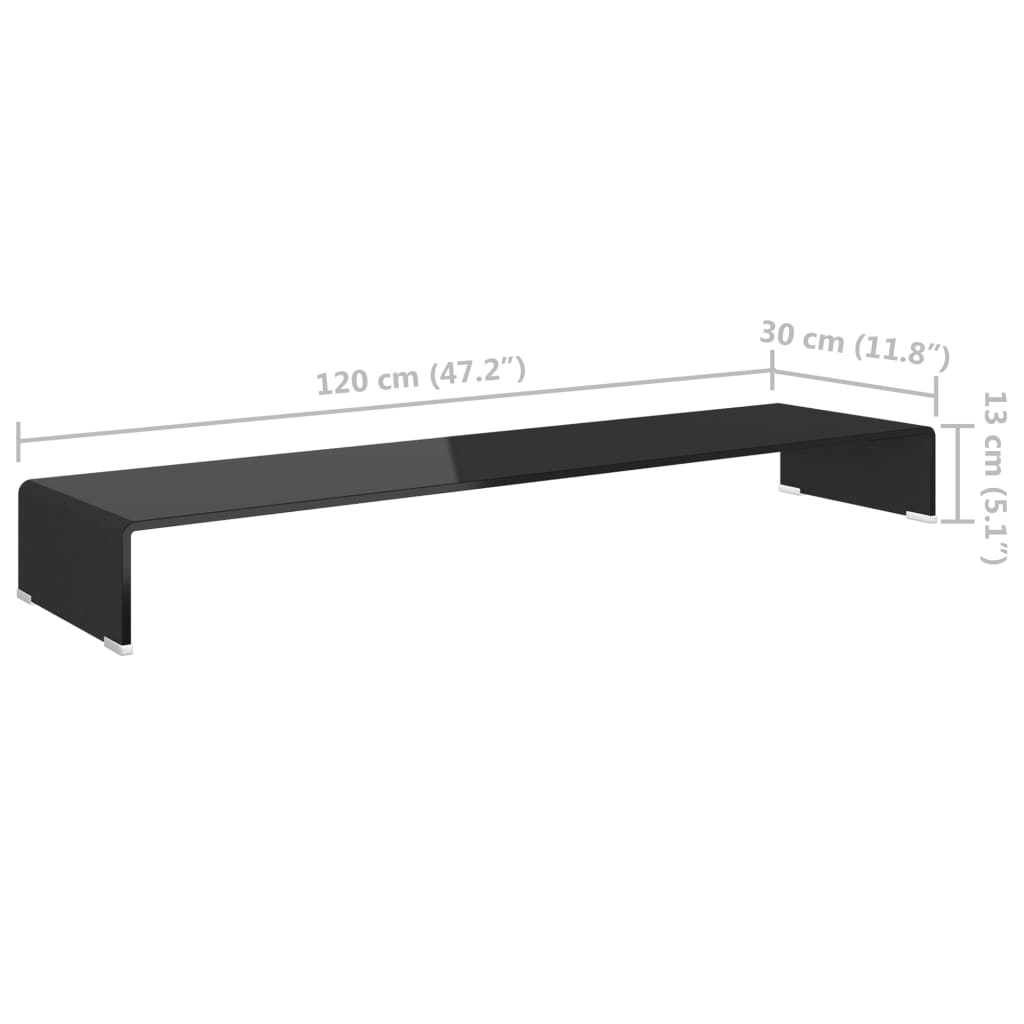 Подставка под телевизор стеклянная 120 x 30 x 13 см черная