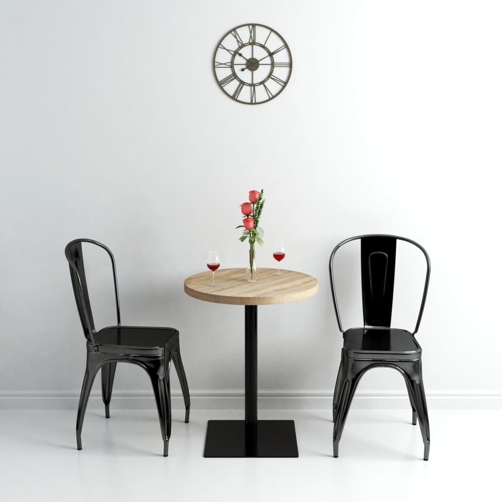 ümmargune bistroolaud MDF ja teras 60 x 75 cm, tammevärvi