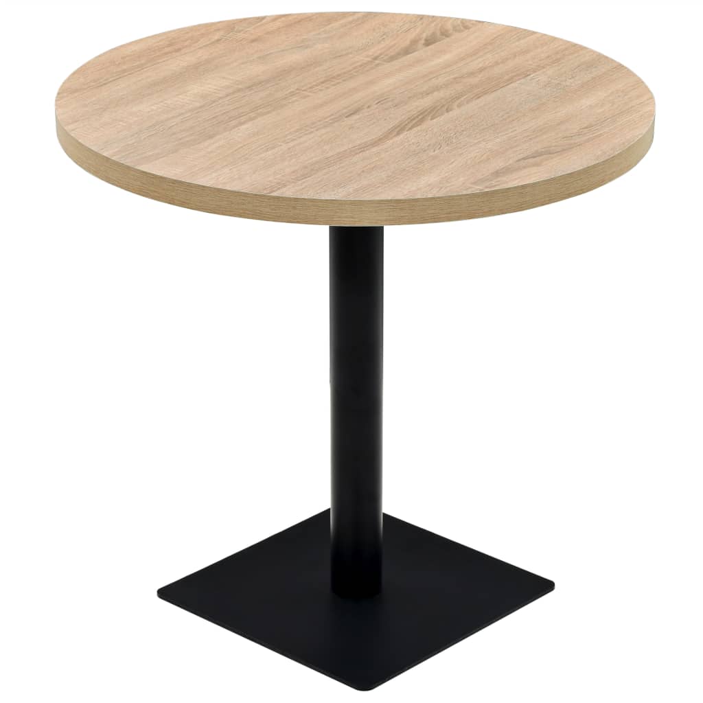 ümmargune bistroolaud MDF ja teras 80 x 75 cm, tammevärvi