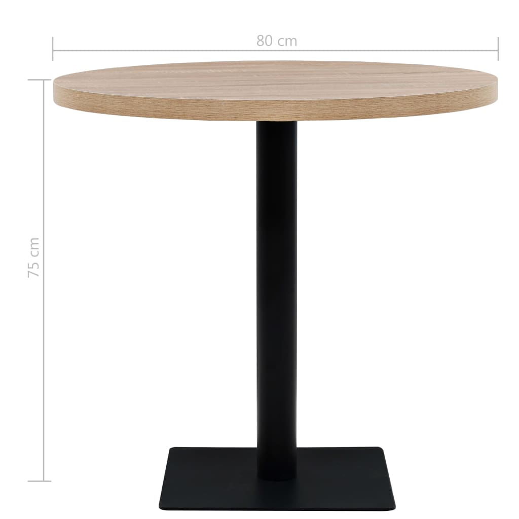 ümmargune bistroolaud MDF ja teras 80 x 75 cm, tammevärvi