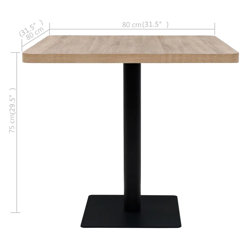 kandiline bistroolaud MDF ja teras 80 x 80 x 75 cm, tammevärvi