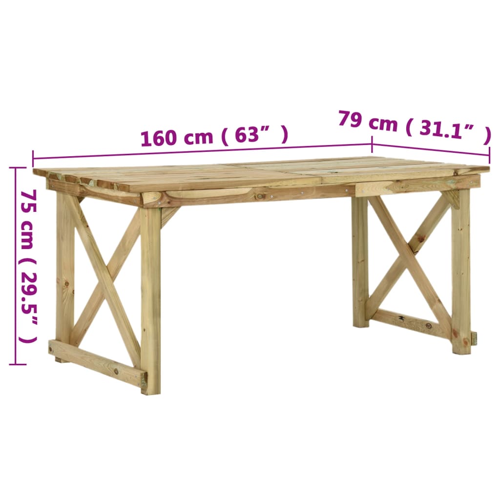 Садовый стол 160 x 79 x 75 см дерево