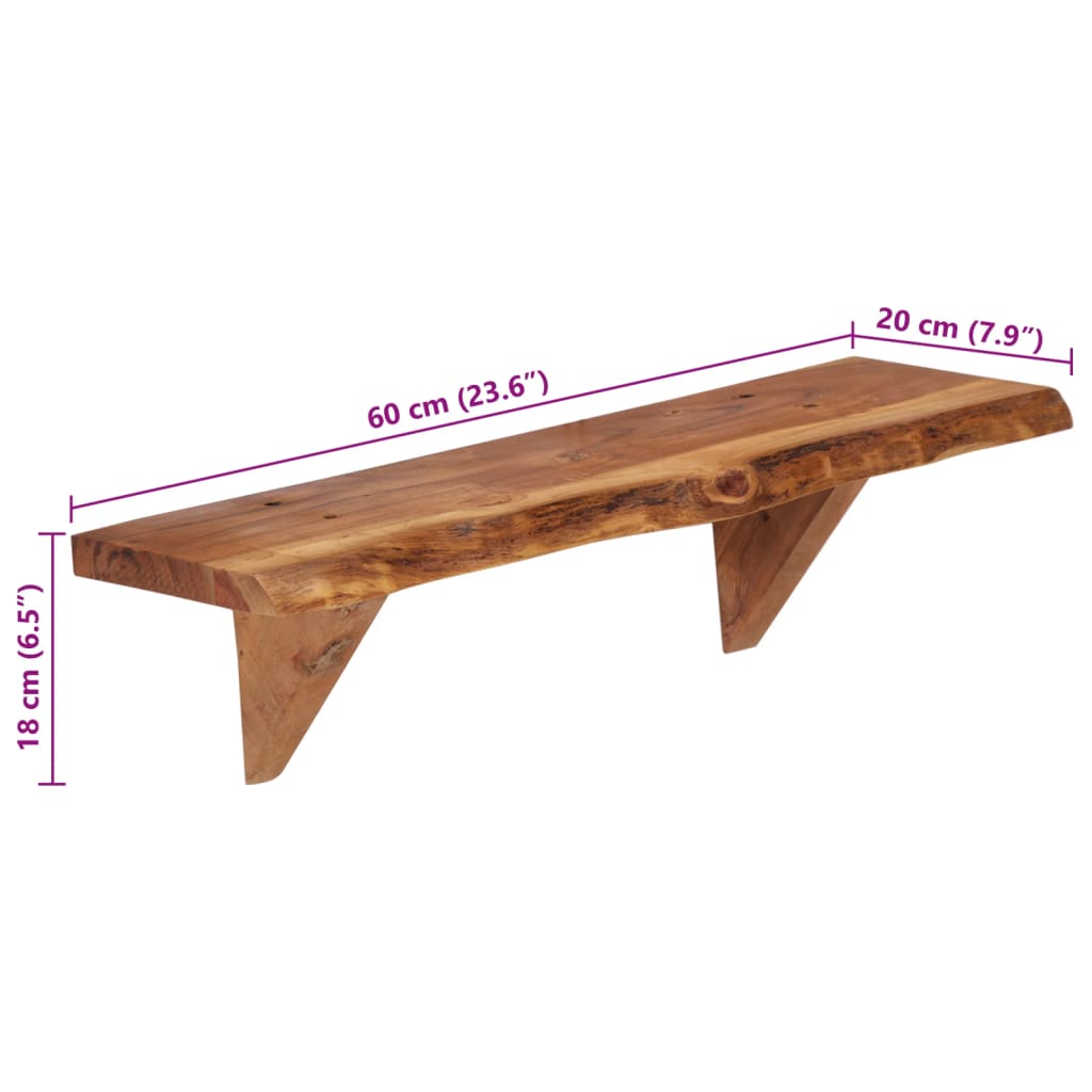 настенные полки 2 шт. 60 x 20 x 18 см прочная древесина акации