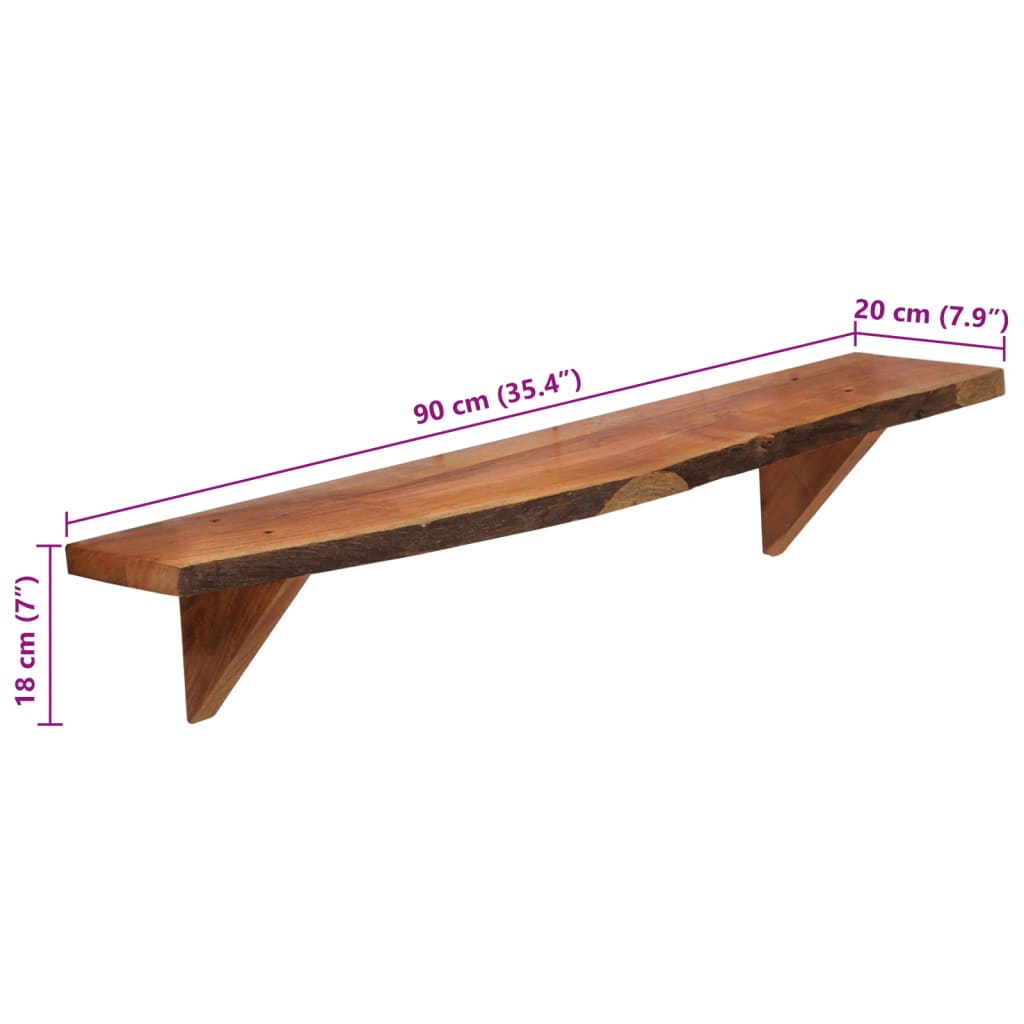 настенные полки 2 шт. 90 x 20 x 18 см прочная древесина акации