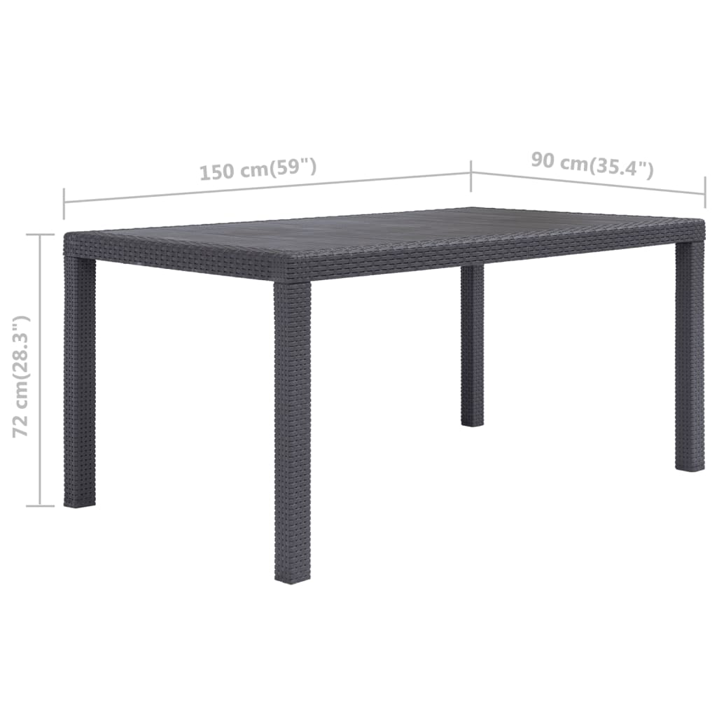 Садовый стол 150 x 90 x 72 см, пластик под ротанг, коричневый