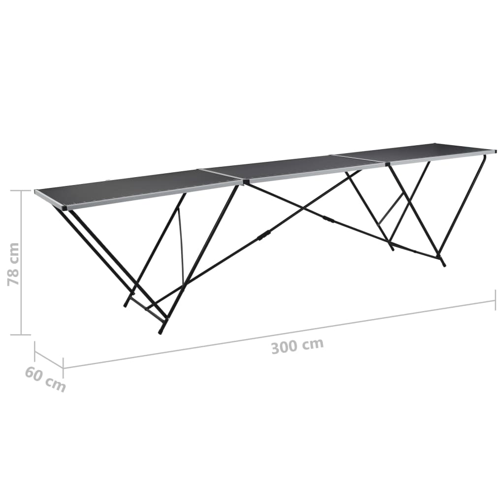 kokkupandav tapeetimislaud, MDF ja alumiinium 300 x 60 x 78 cm