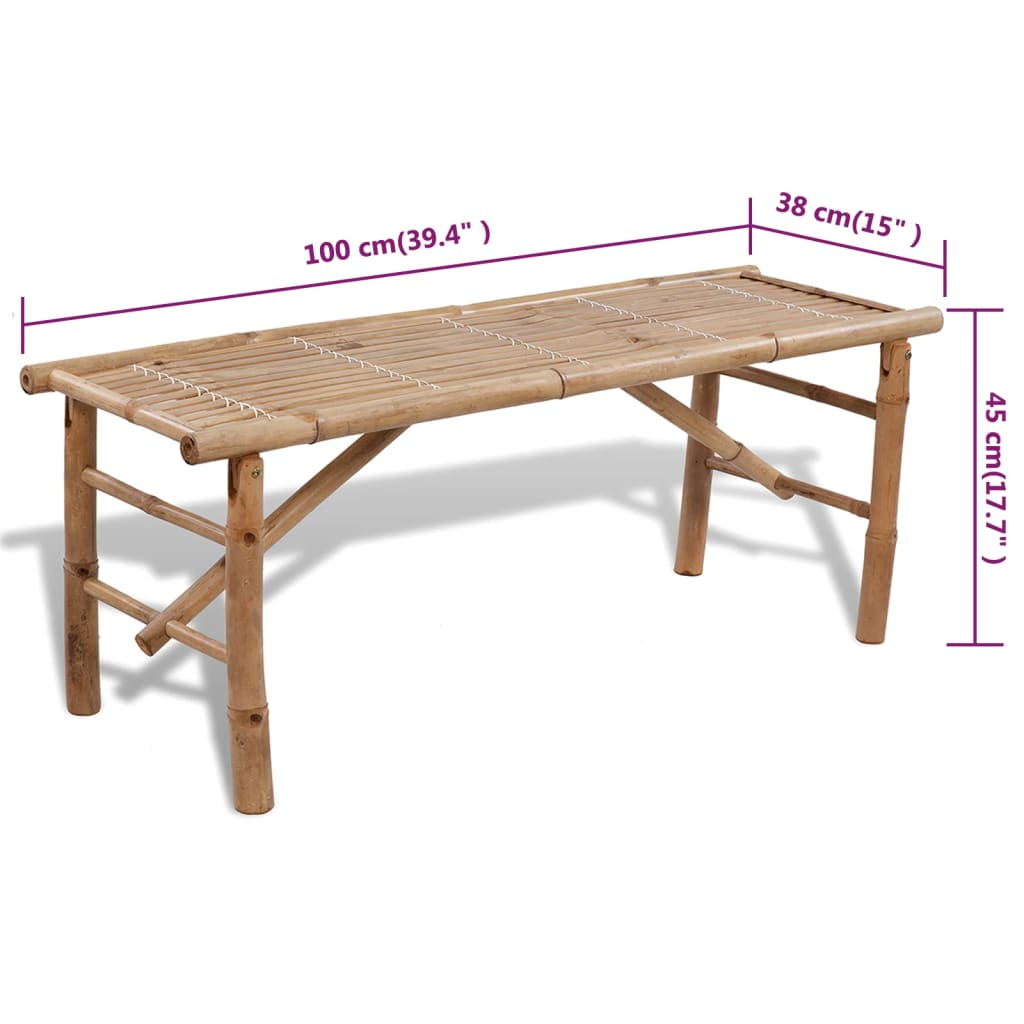 õllelaud 2 pingiga 100 cm, bambus