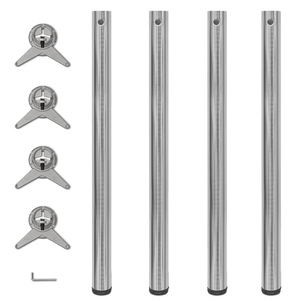 Reguleeritava kõrgusega lauajalad 4 tk, harjatud nikkel, 870 mm