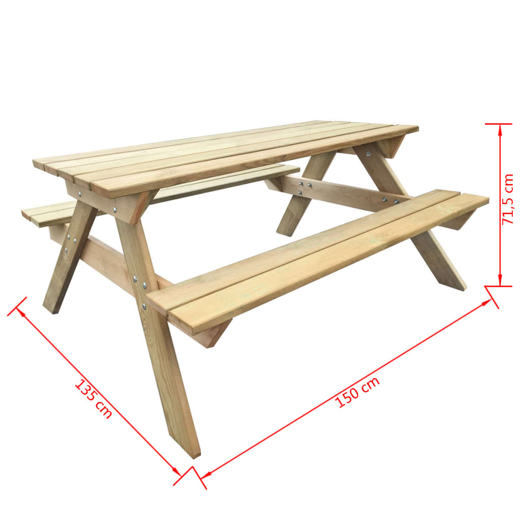 стол для пикника 150 x 135 x 71,5 см, дерево