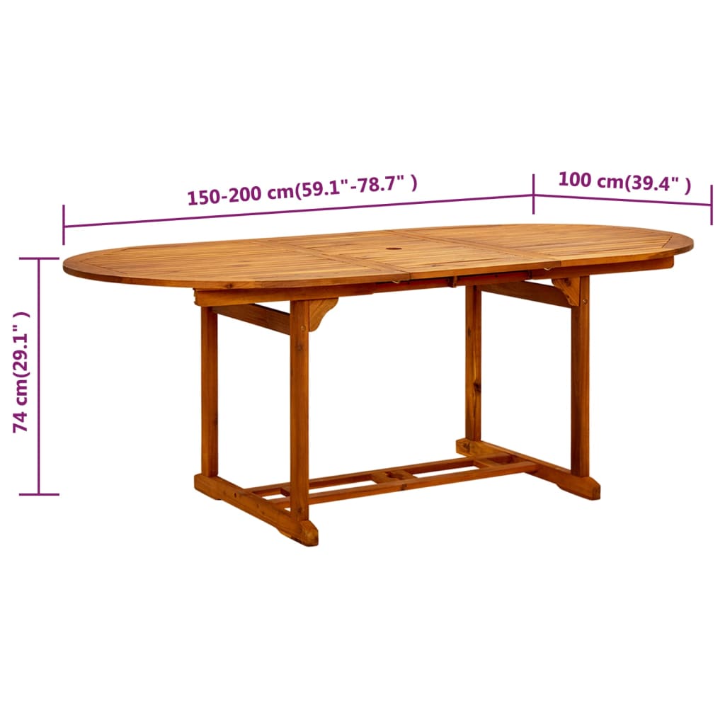 Τραπέζι Κήπου 200 x 100 x 75 εκ. από Μασίφ Ξύλο Ακακίας