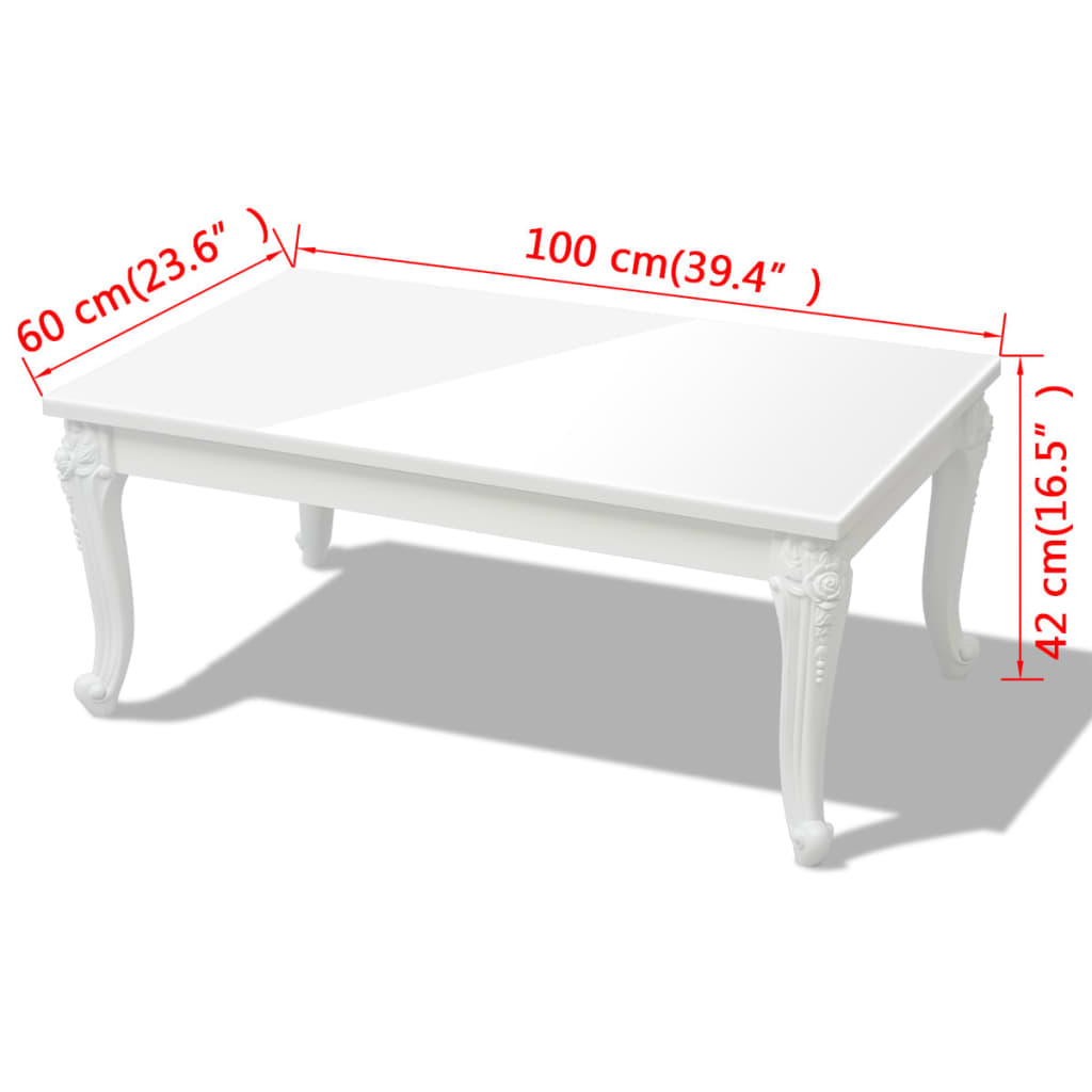 журнальный столик i 100 x 60 x 42 см глянцевый белый