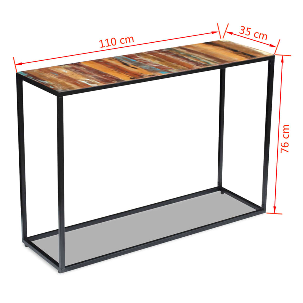 консольный столик из переработанной древесины 110 x 35 x 76 см