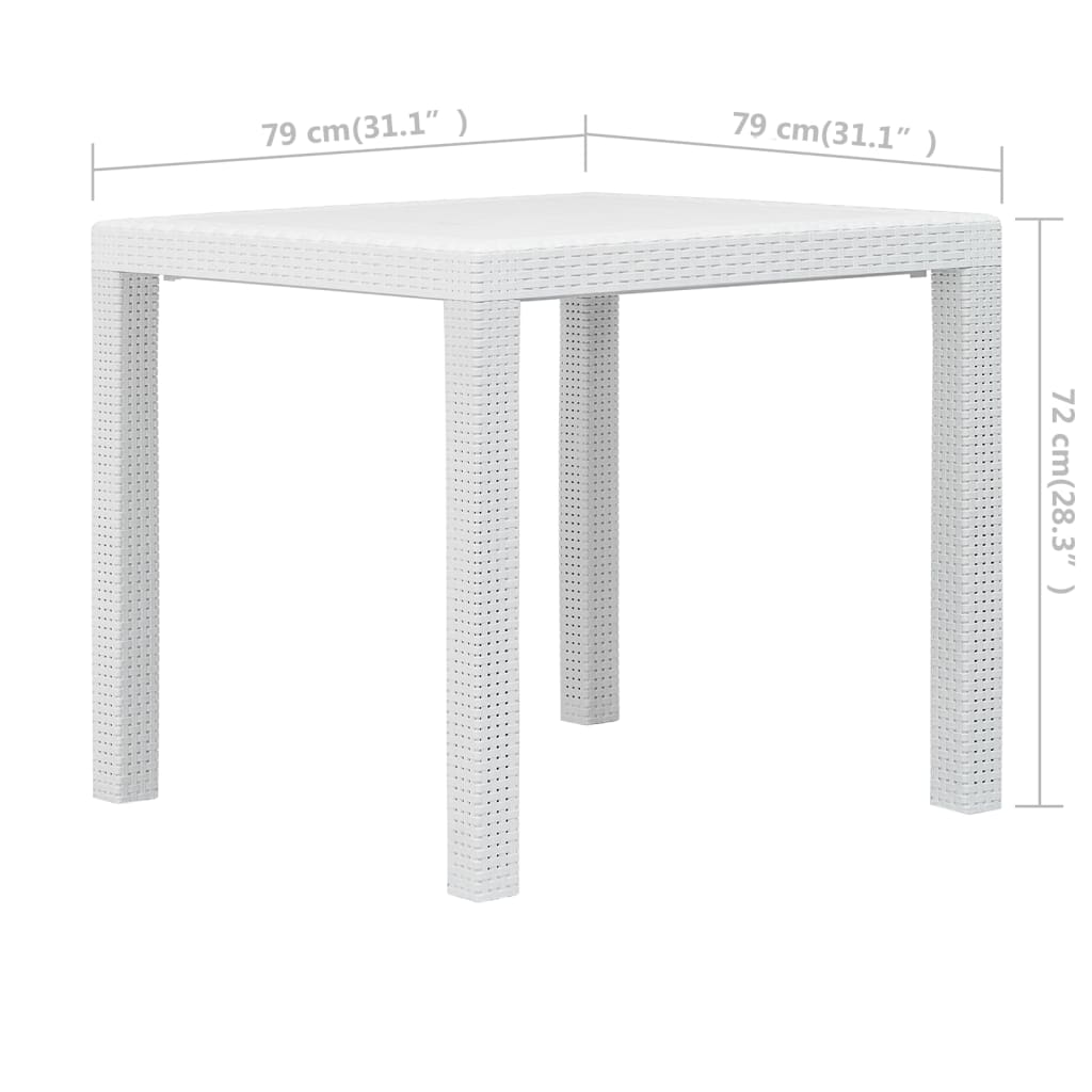 aialaud 79 x 79 x 72 cm rotangi välimusega plast, valge