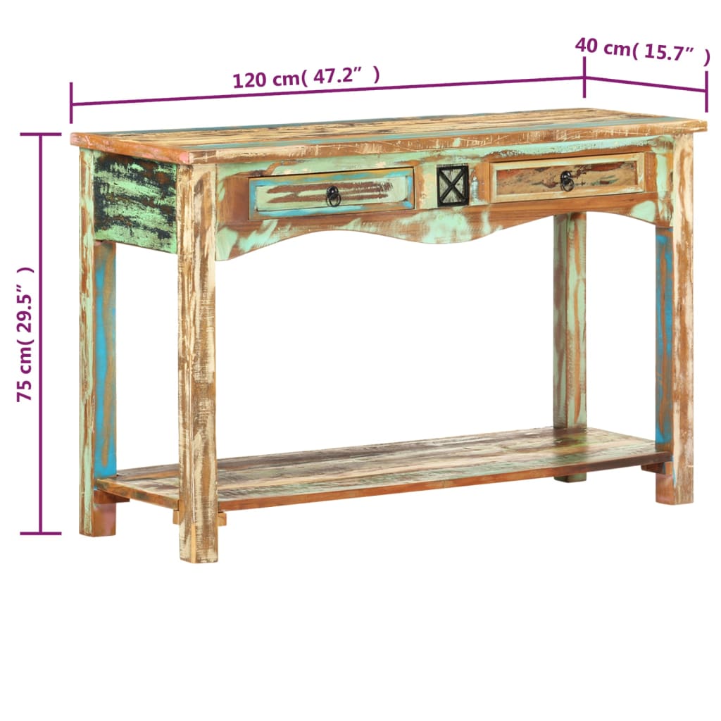 консольный столик 120 x 40 x 75 см, переработанная древесина