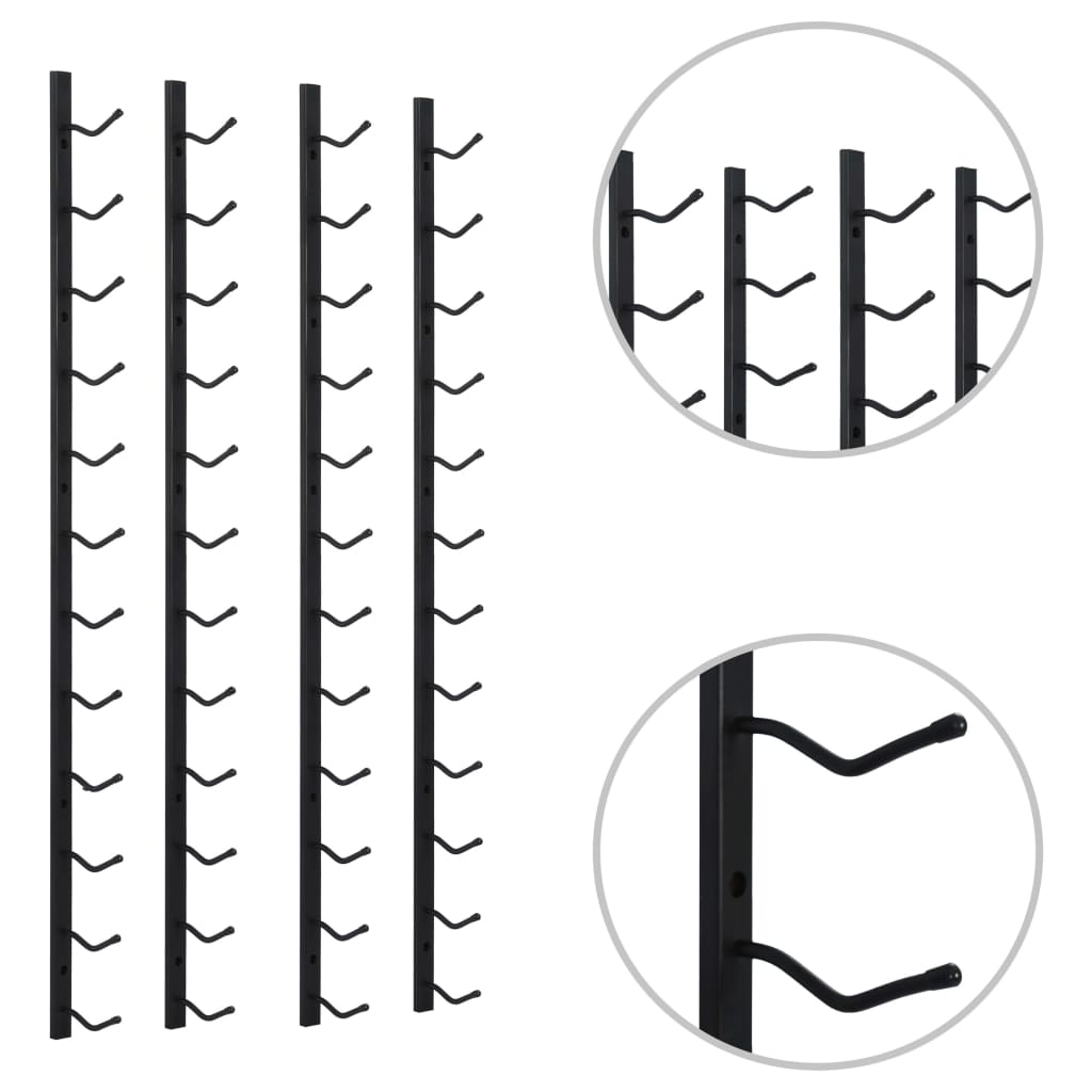 Настенные полки для вина на 12 бутылок, 2 шт., черное железо