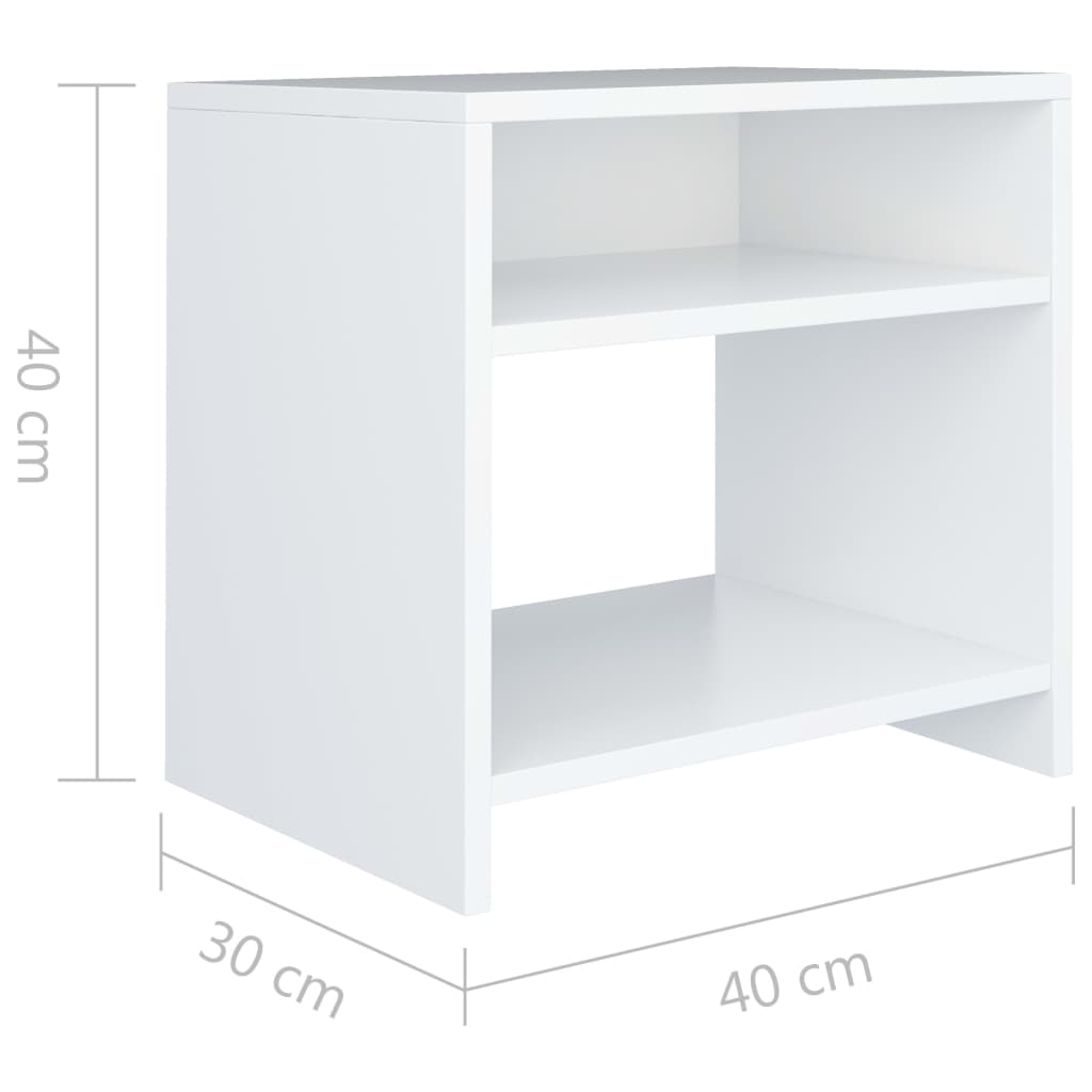 тумбочки прикроватные 2 шт., белые, 40 x 30 x 40 см, искусственное дерево