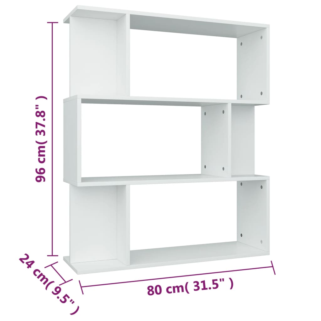 книжная полка/разделитель комнаты белая 80 x 24 x 96 см искусственное дерево