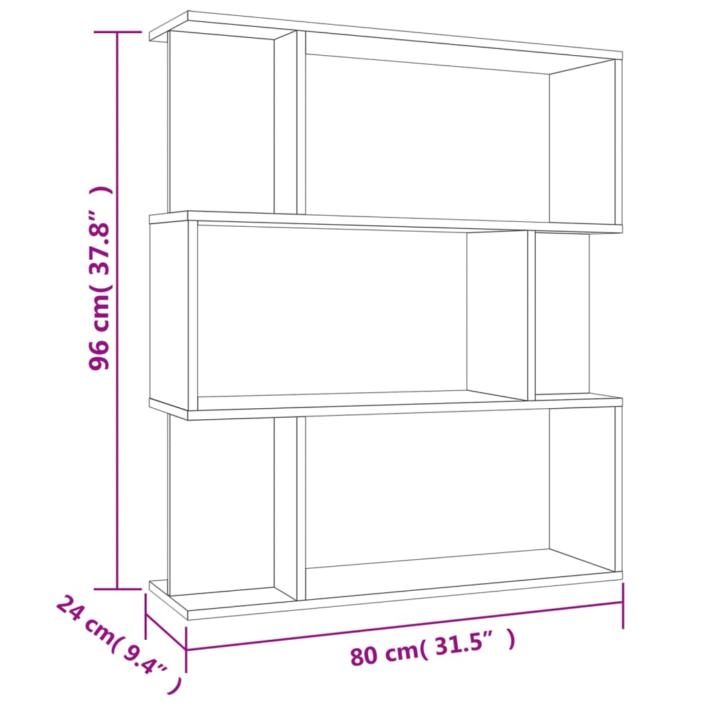 raamatukapp, Sonoma tamm, 80 x 24 x 96 cm, tehispuit