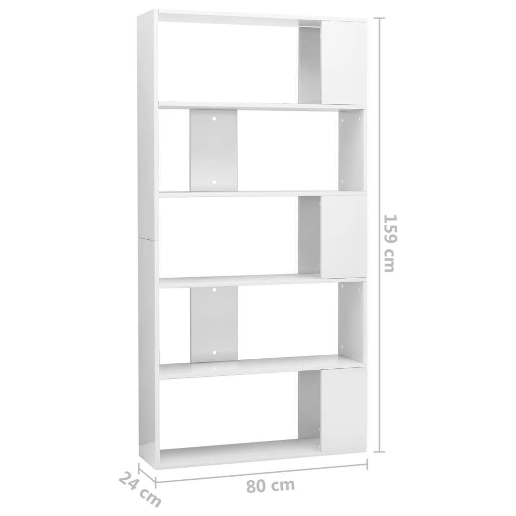 книжная полка/разделитель комнаты белая 80 x 24 x 159 см