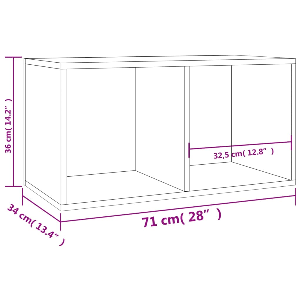 vinüülplaatide kapp, suitsutatud tamm 71 x 34 x 36 cm tehispuit