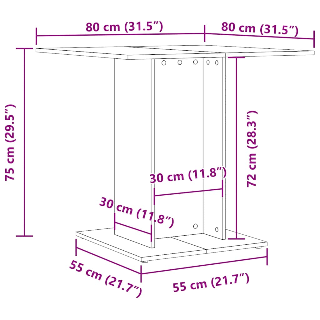 обеденный стол, черный 80 x 80 x 75 см искусственное дерево