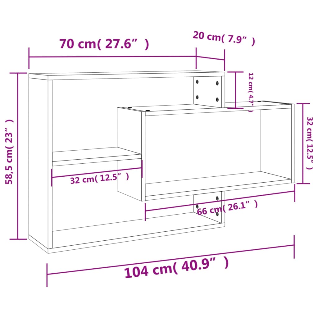 seinariiulid Sonoma tamm 104x20x58,5 cm tehispuit