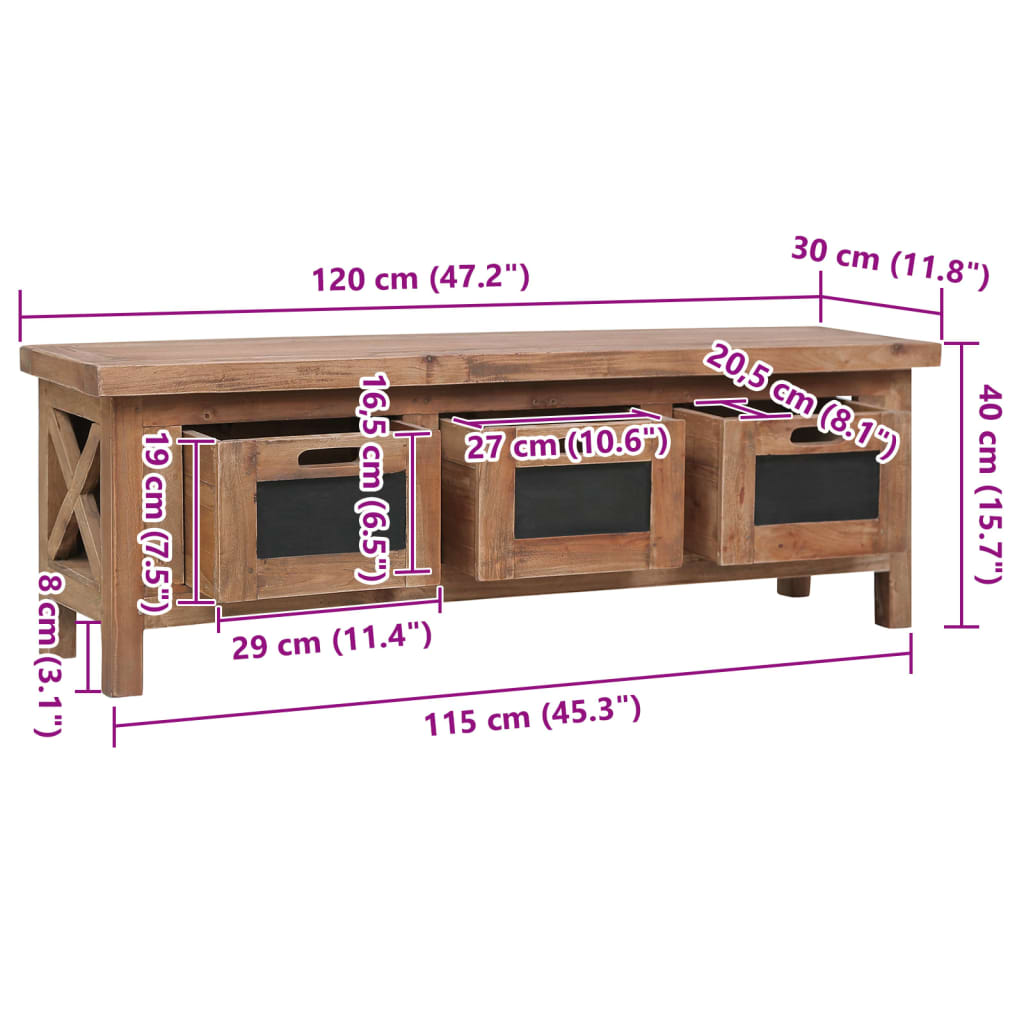 Тумба под телевизор с 3 ящиками 120 x 30 x 40 см, прочное красное дерево