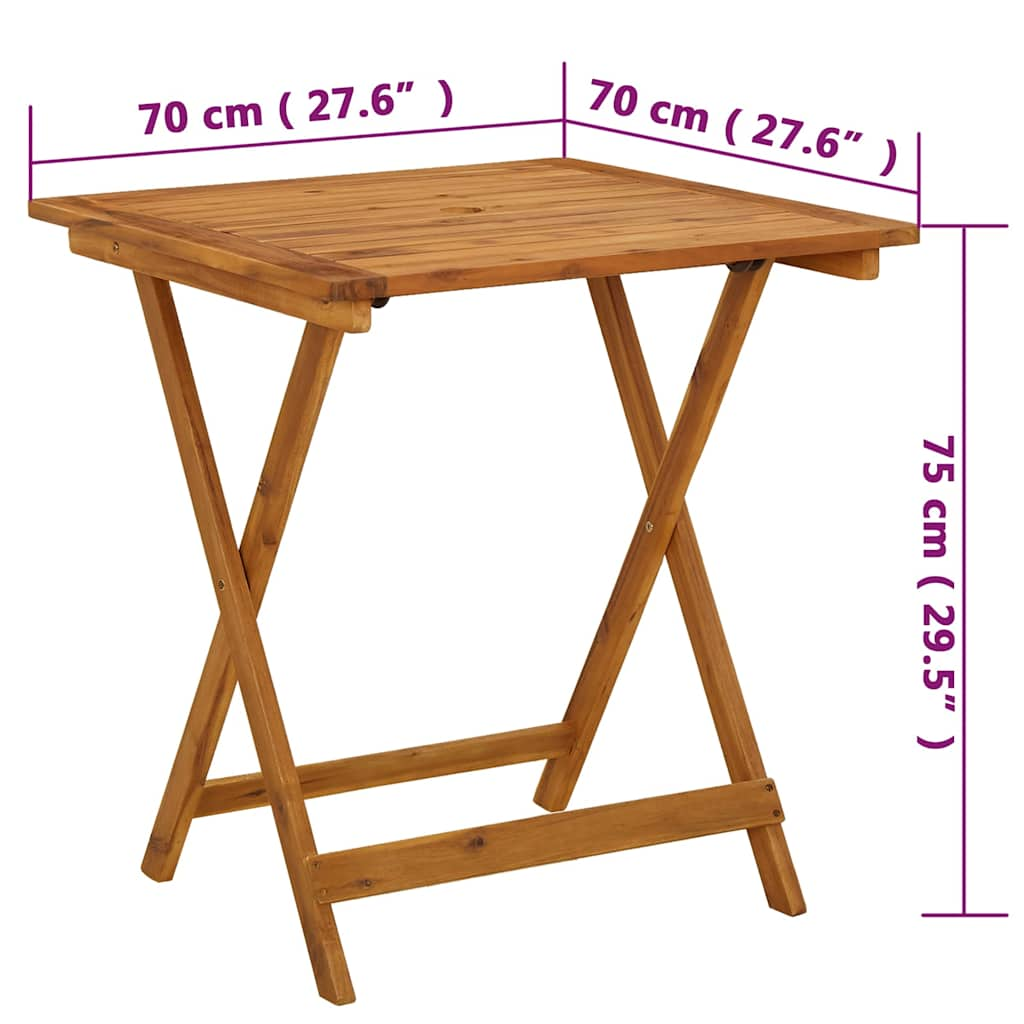 Складной садовый стол, 70 x 70 x 75 см, дерево акация