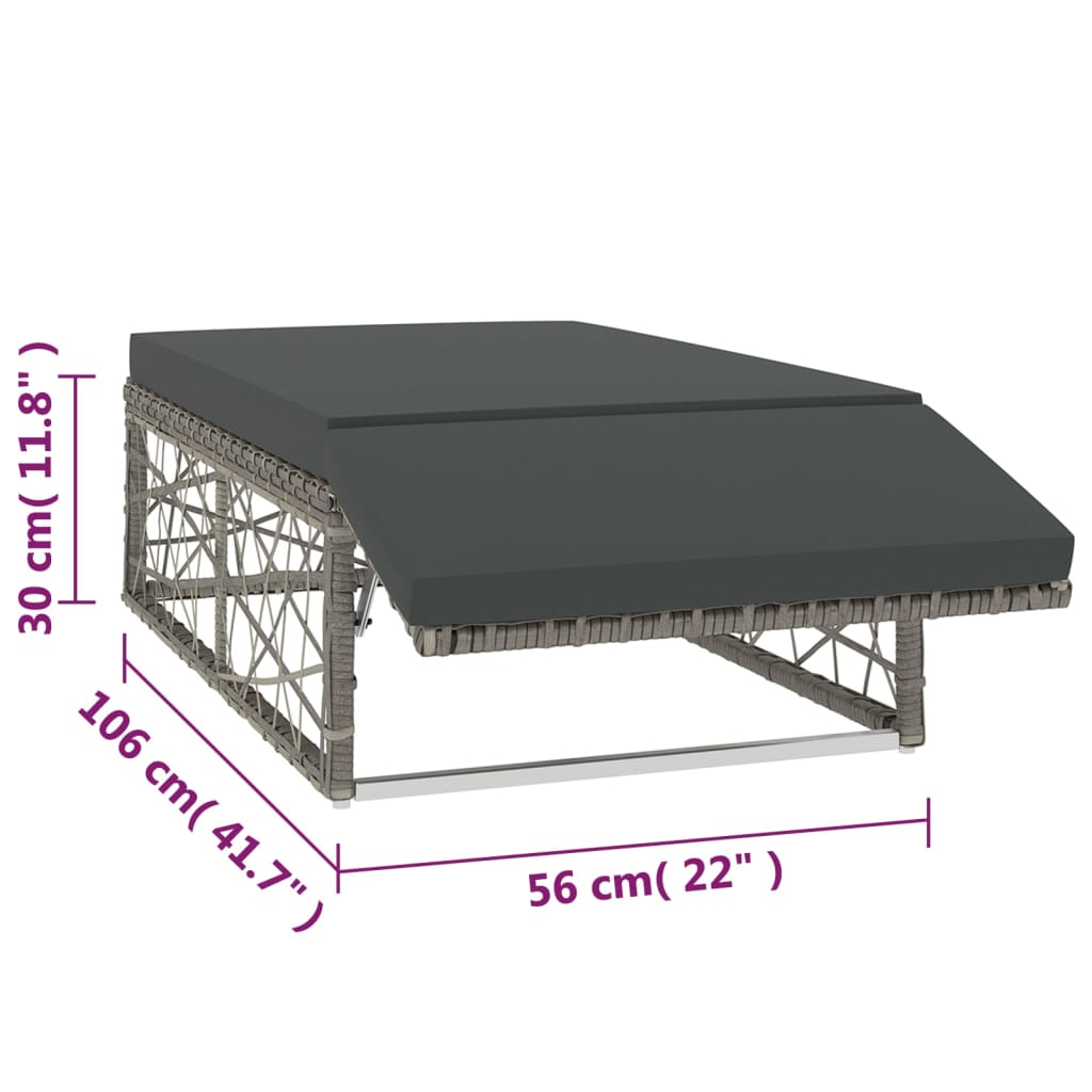 2-osaline aiamööblikomplekt patjadega, polürotang, hall