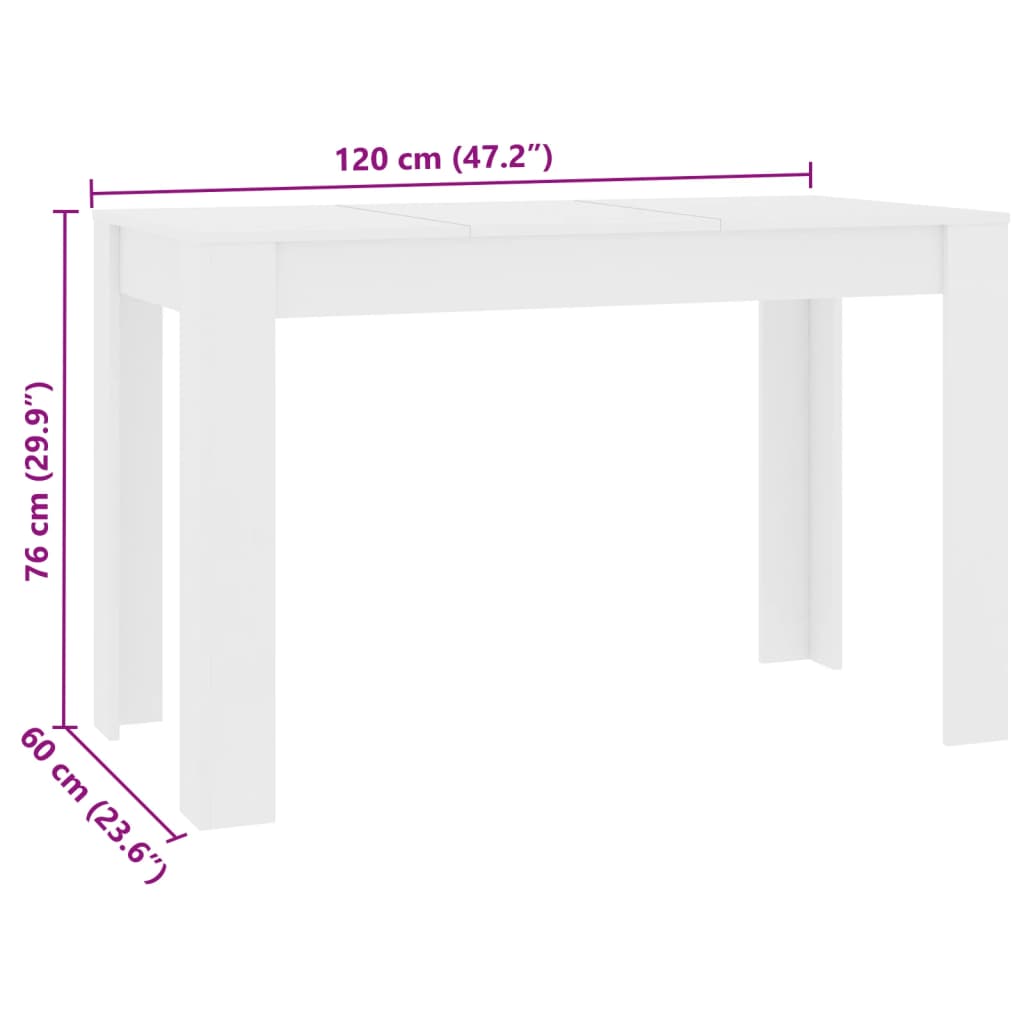 обеденный стол, белый 120 x 60 x 76 см искусственное дерево