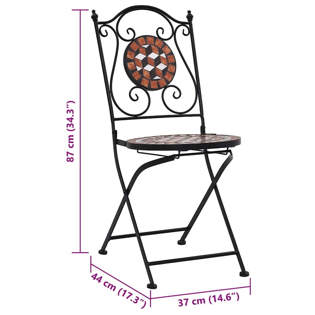стулья для бистро мозаичные 2 шт. коричневые, керамика