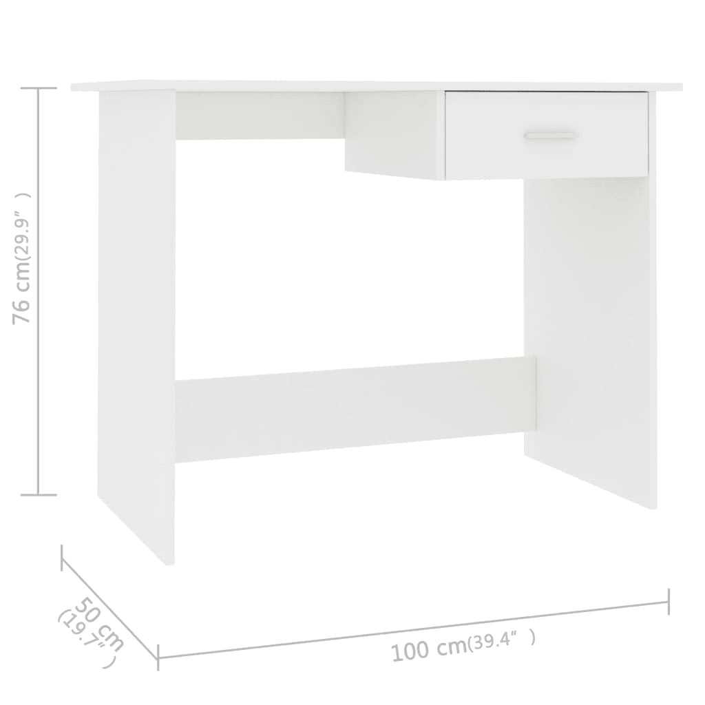 письменный стол, белый, 100 x 50 x 76 см, искусственное дерево