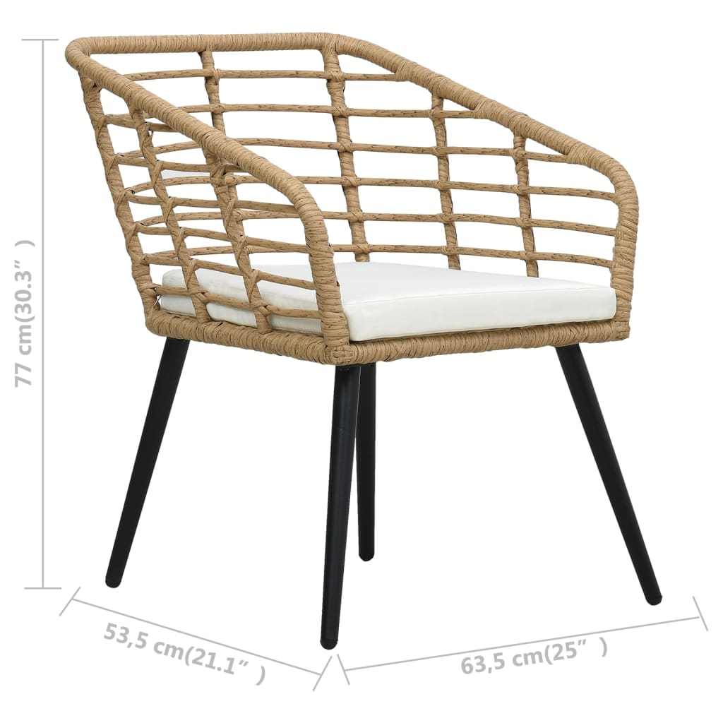 3-osaline bistrookomplekt, polürotang, tammevärvi