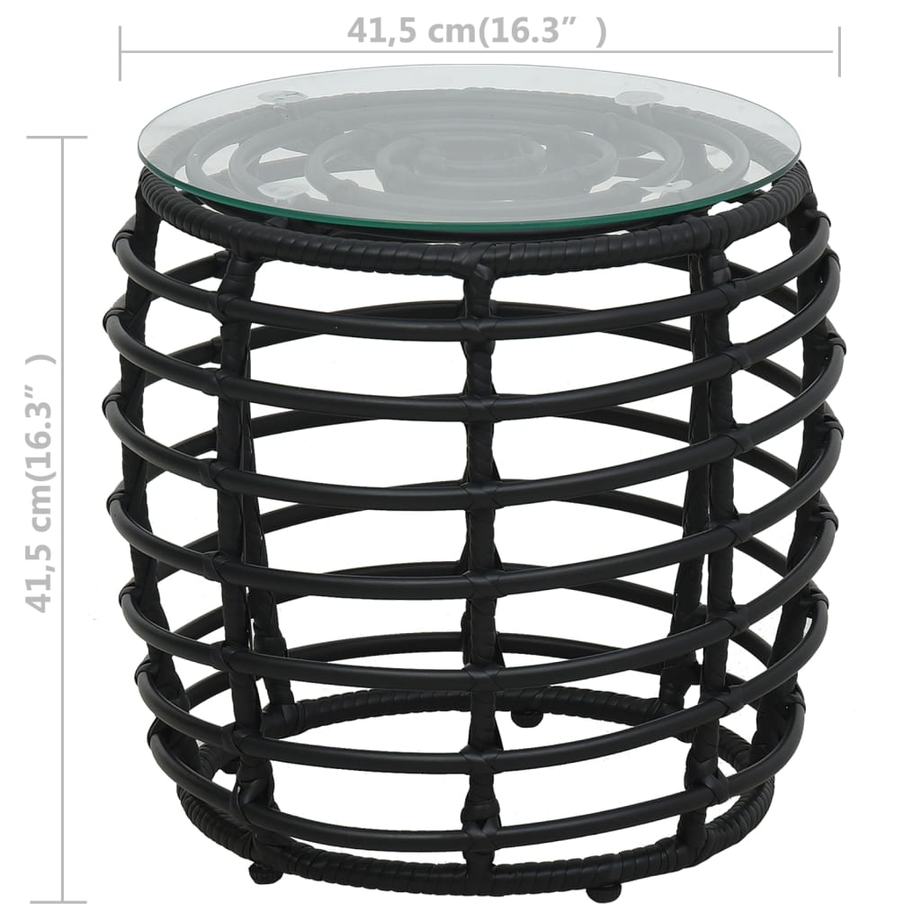 3-osaline bistrookomplekt, polürotang, must