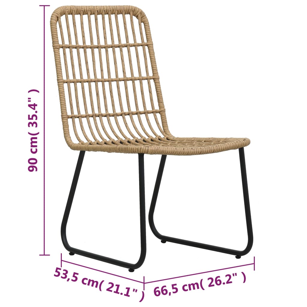 3-osaline bistrookomplekt, polürotang, tammevärvi