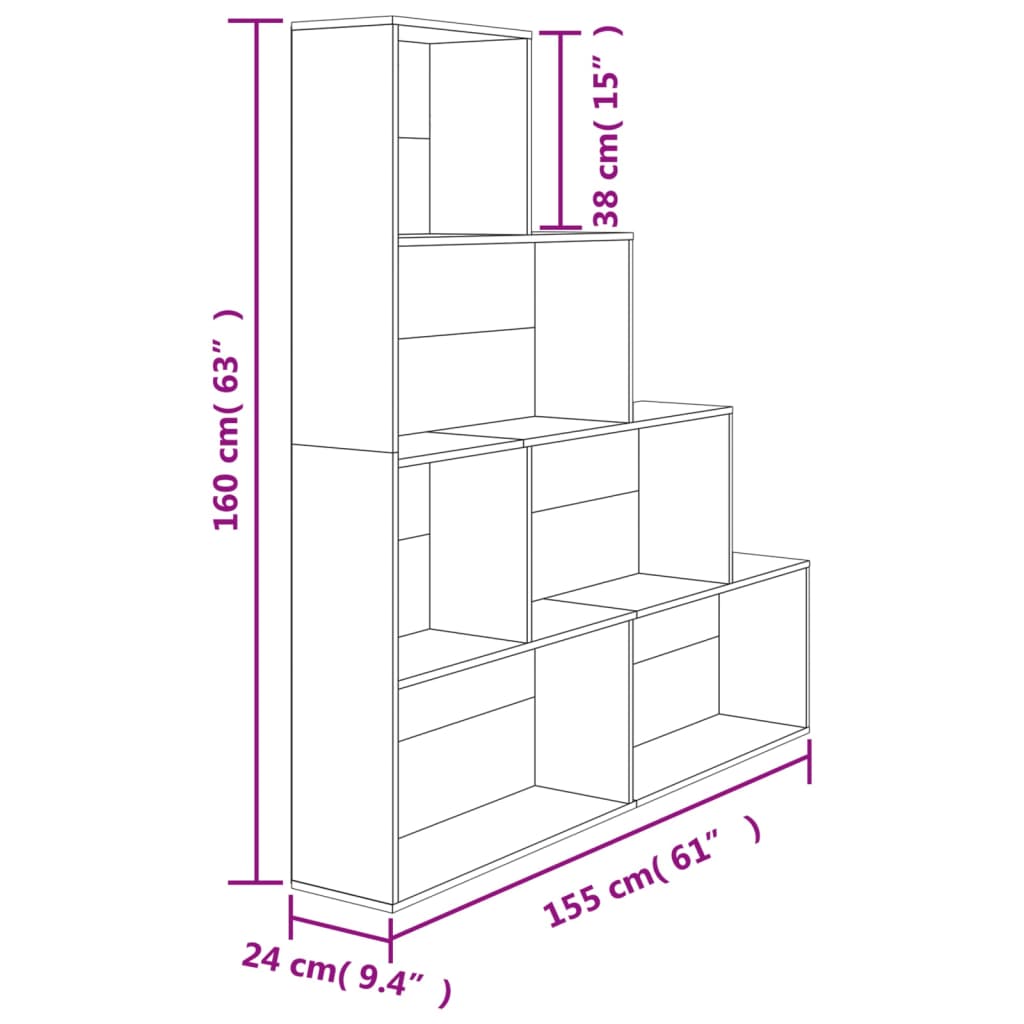 книжная полка бетон серый 155 x 24 x 160 см искусственное дерево