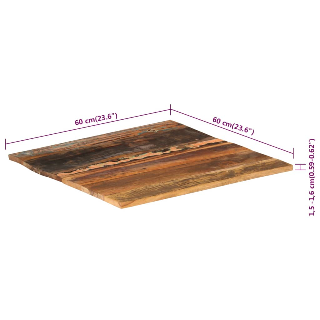 ruudukujuline lauaplaat 60 x 60 cm 15–16 mm taaskasutatud puit