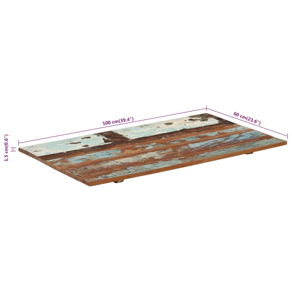 ristkülikukujuline lauaplaat 60x100 cm 15–16 mm taastatud puit