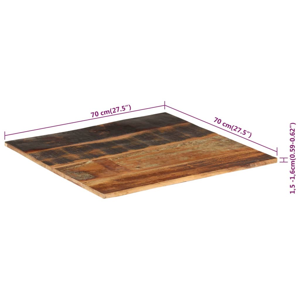 ruudukujuline lauaplaat 70x70 cm 15–16 mm taaskasutatud puit