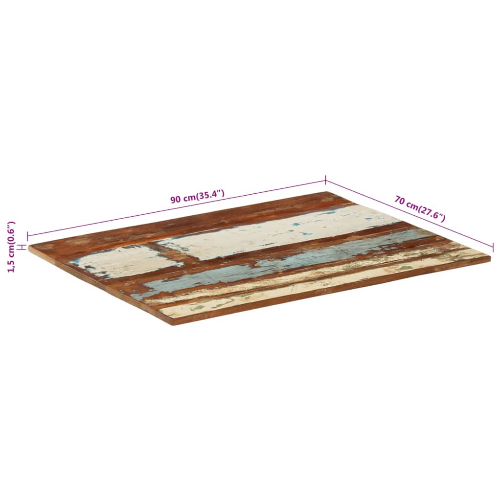 ristkülikukujuline lauaplaat 70x90 cm 15–16 mm taastatud puit