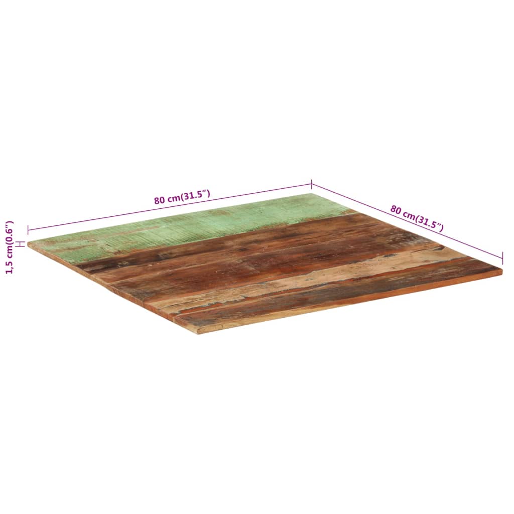 ruudukujuline lauaplaat 80x80 cm 15–16 mm taaskasutatud puit