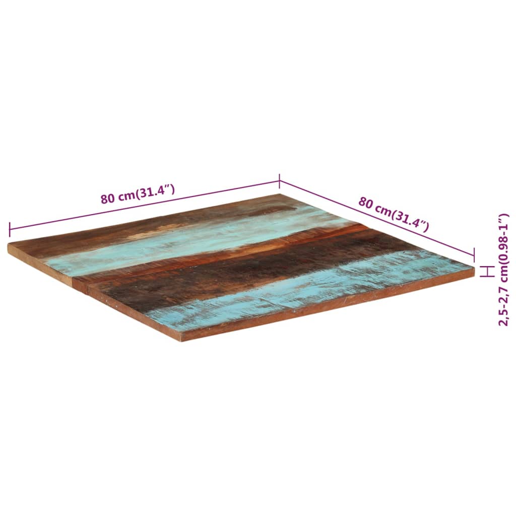 ruudukujuline lauaplaat 80x80 cm 25–27 mm taaskasutatud puit