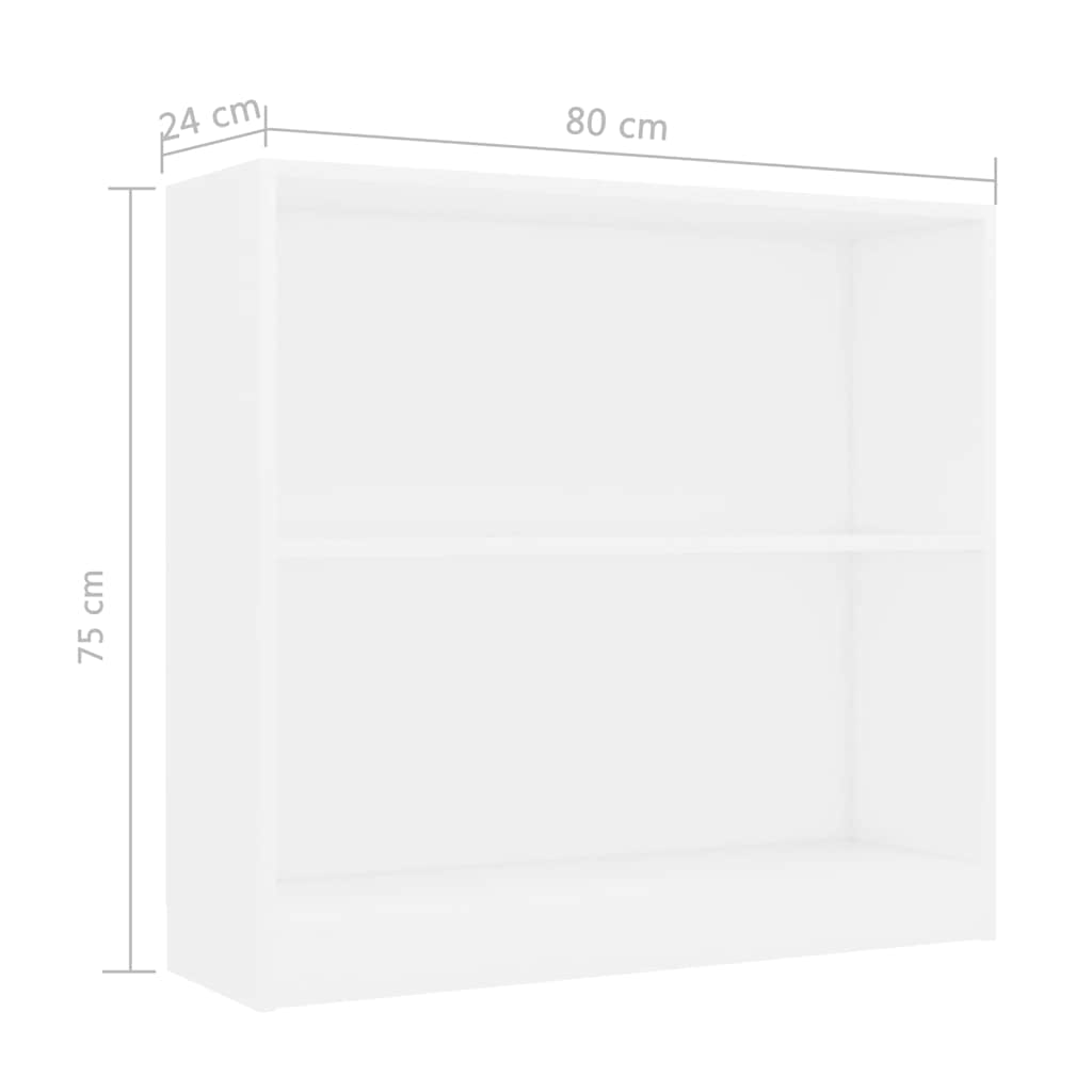 Книжная полка белая 80x24x75 см, композитная древесина