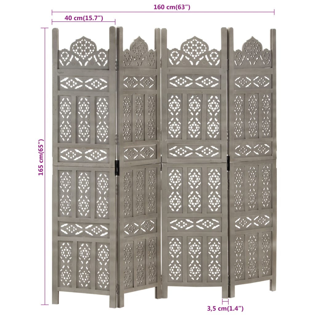 4 paneeliga sirm, hall, 160 x 165 cm, toekas mangopuit