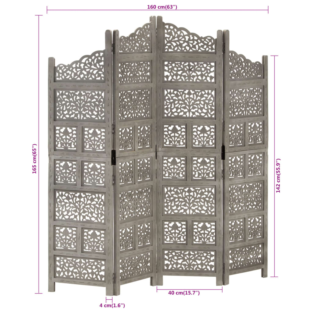 4 paneeliga sirm, hall, 160 x 165 cm, toekas mangopuit