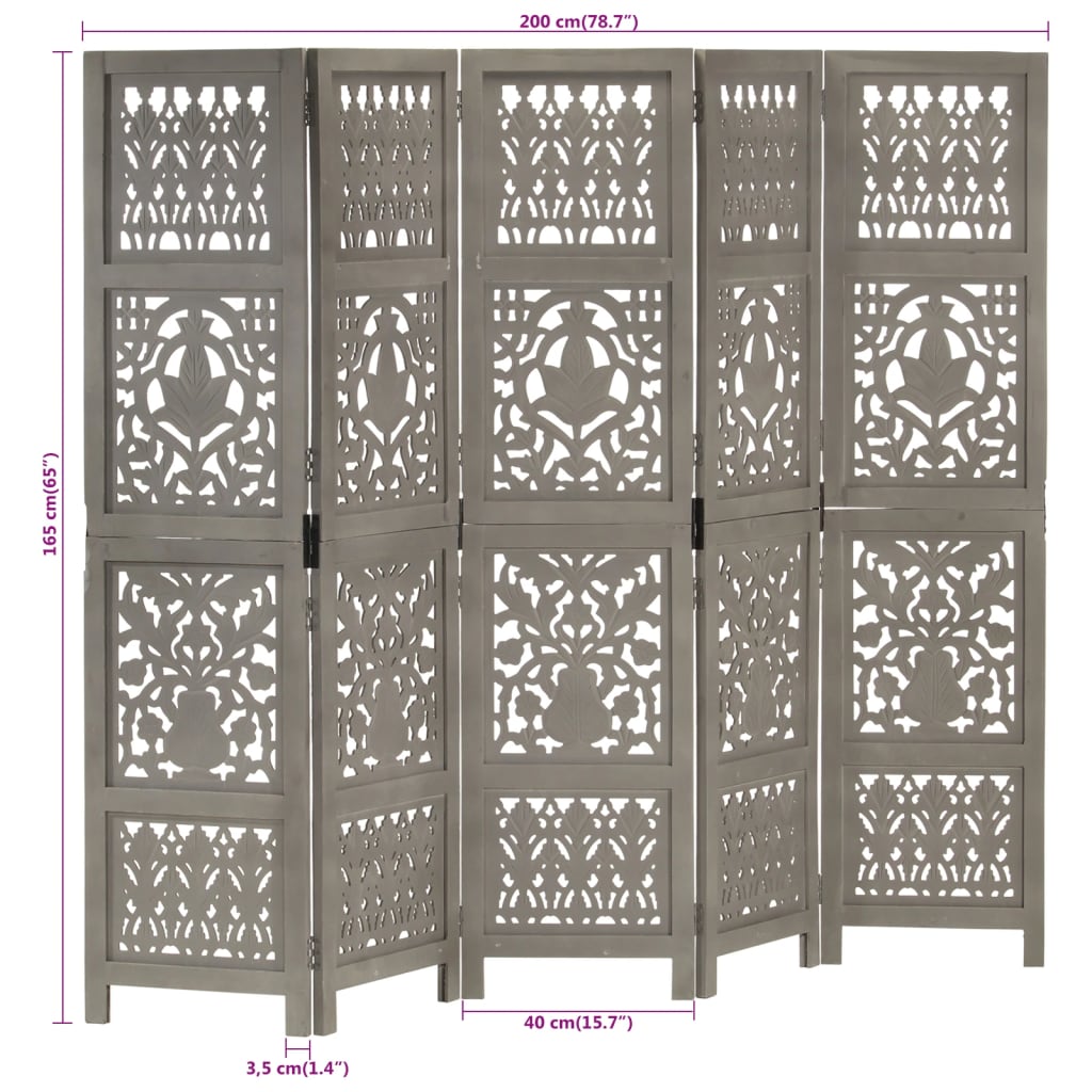 5 paneeliga sirm, hall, 200 x 165 cm, toekas mangopuit